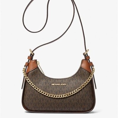 Michael Kors Wilma Small Signature Logo Crossbody Bag Brown | eBay