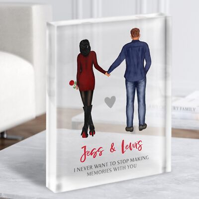 Erinnerungen mit dir Rose Geschenk für ihn ihr personalisiertes Paar klar Acrylblock