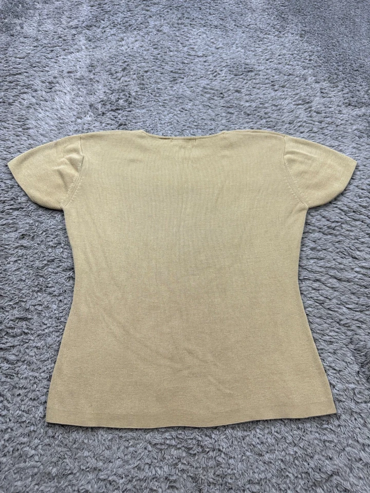 Suéter Harolds Mujer Grande Dorado Mezcla Seda Manga Gorra Cuello Redondo Pullover De Colección Y2K Foto 2 de 4