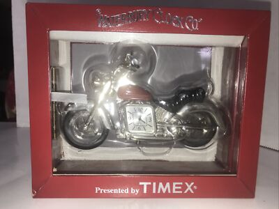 Timex Collectible Motorcycle Mini Clock Original Box open w/paper