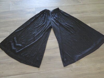 Rumere Atelier Black Crinkle Wide Leg Pants Slacks size 36