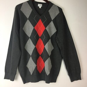 gray argyle sweater