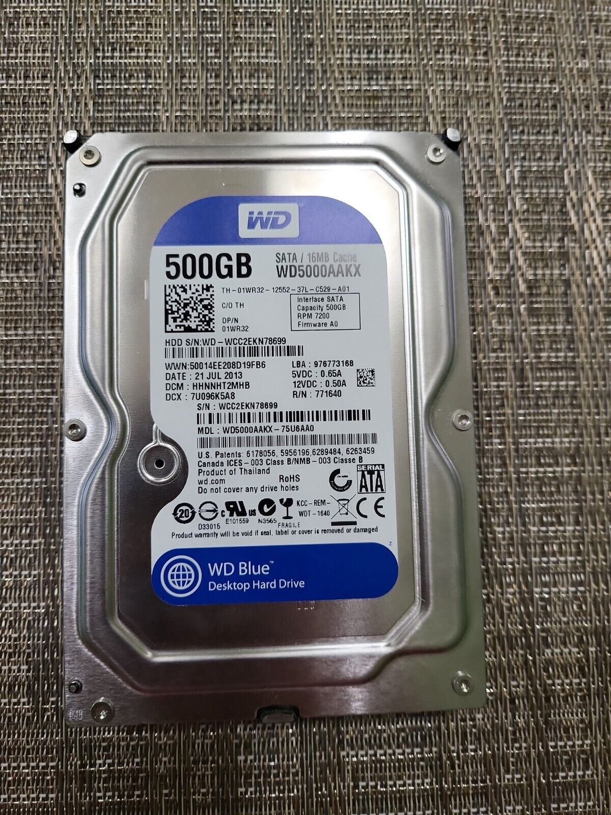 Western Digital Caviar Blue WD5000AAKX 500GB 7200RPM 3.5 SATA Hard Drive