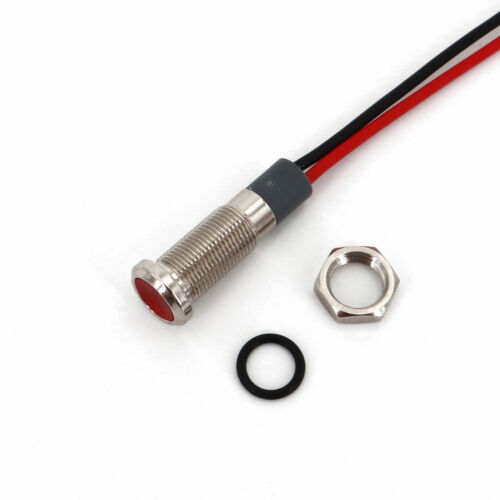 10 pz Indicatore Segnale LED Mini LED Impermeabile 6 mm con Filo 12-24 VDC - Foto 4 di 10