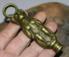 Antique European Brass Finial Lamp Topper With Hunting Dog Traded Into Africa