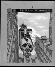 Original Art USS Portsmouth SSN-707 Launching 1982 General Dynamics Submarine