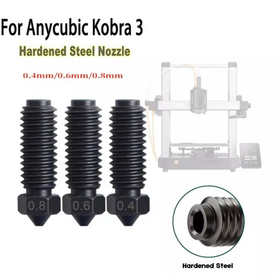0.4mm/0.6mm/0.8mm Hardened Steel Nozzle For Anycubic Kobra 3 3D Printer Parts IM