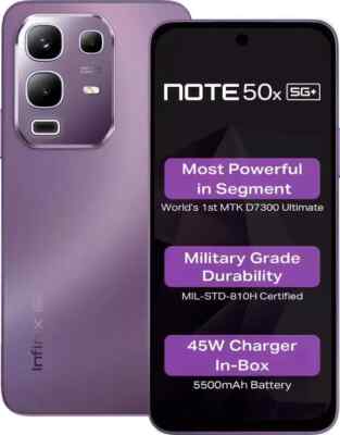 Infinix Note 50x 5G+ (PURPLE 128GB 6GB RAM)6.67'' Dimensity 7300 Global Version.