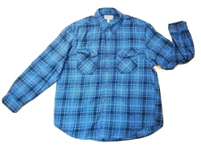 Duluth Trading Co Flannel Shirt Men's XL Blue Long Sleeve Plaid Button Up