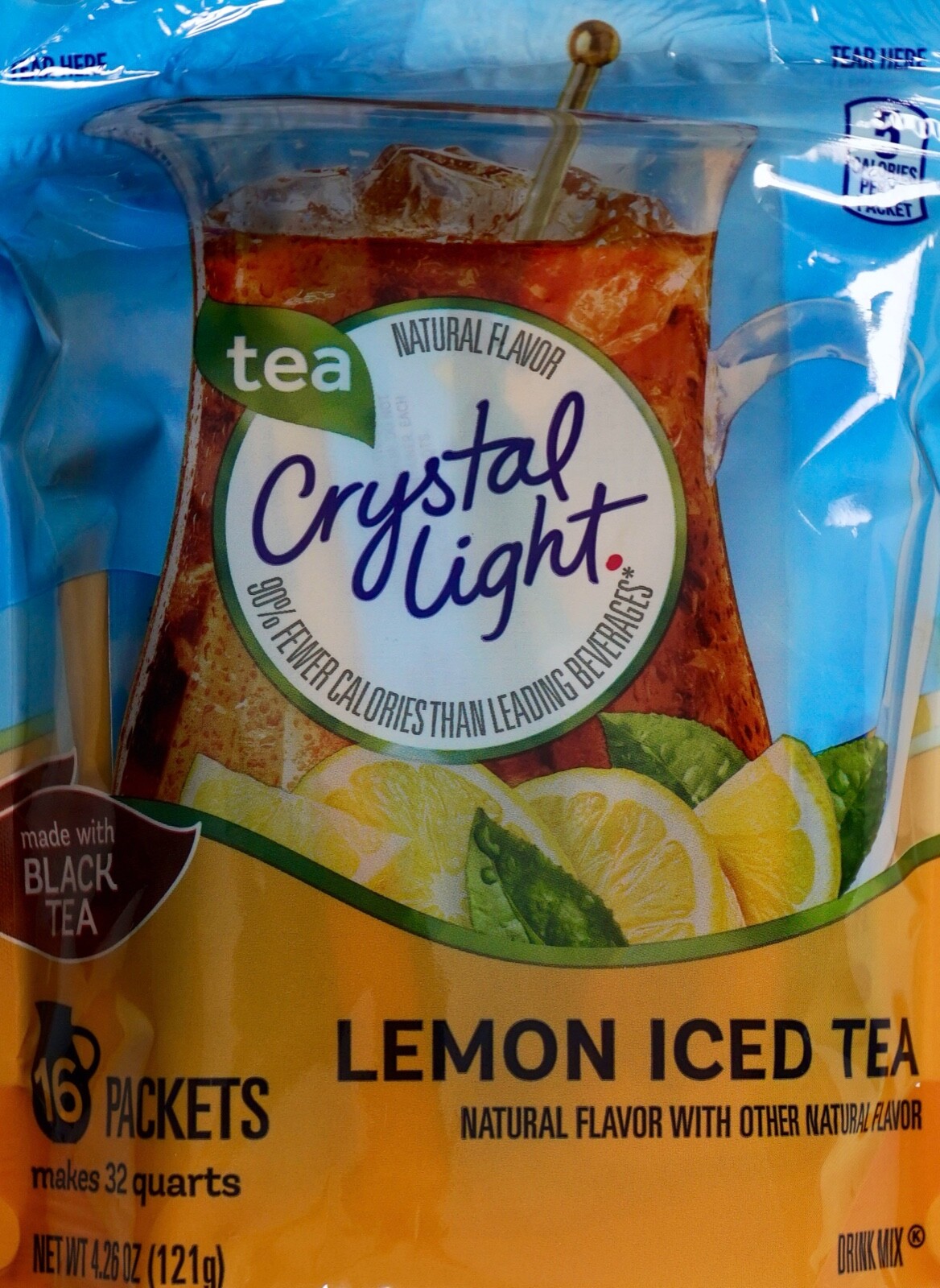 Crystal Light Lemon Iced Tea or Lemonade Natural Flavor, 16 Pitcher
