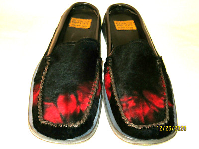 Enrico Fantini Animal Pony Hair Leather Slides Mens Shoes Size US 10.5 Italy