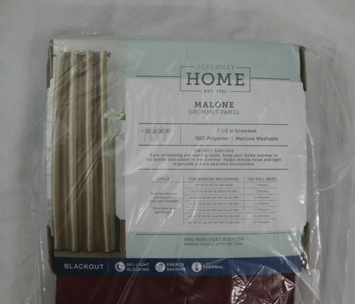 2 JCP Malone Silk Like Grommet Curtain Panel 50X84 Maroon Dark Red Blackout Line - Picture 5 of 7