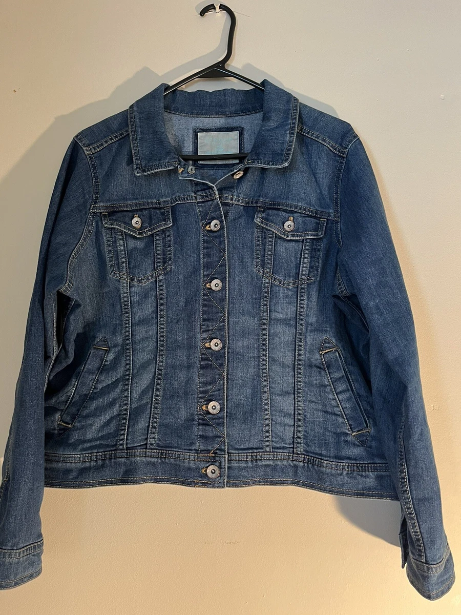Hip length denim shop jacket