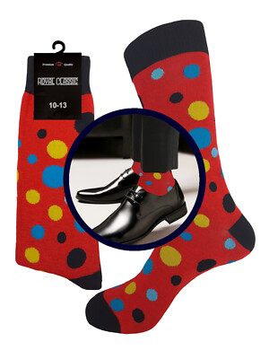 open lace back dress Valentina Red Navy Polka Dot Groomsmen Wedding Men’s Dress Socks main image 0