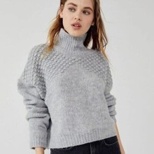 Free People Ladies Bradley Turtleneck Sweater In Light Grey Heather