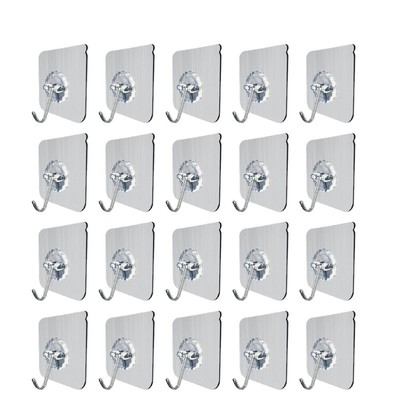  20 Pcs Adhesive Bathroom Hooks for Hanging Plants Ceiling Picture