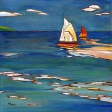 Ceramic Backsplash Tile Mural Nautical Sailing Ship - Portofino Distant Sails