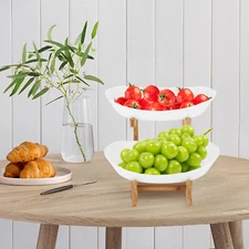 2 Tier Fruit Bowl, Fruit Basket Stand, Fruit Serving Tray