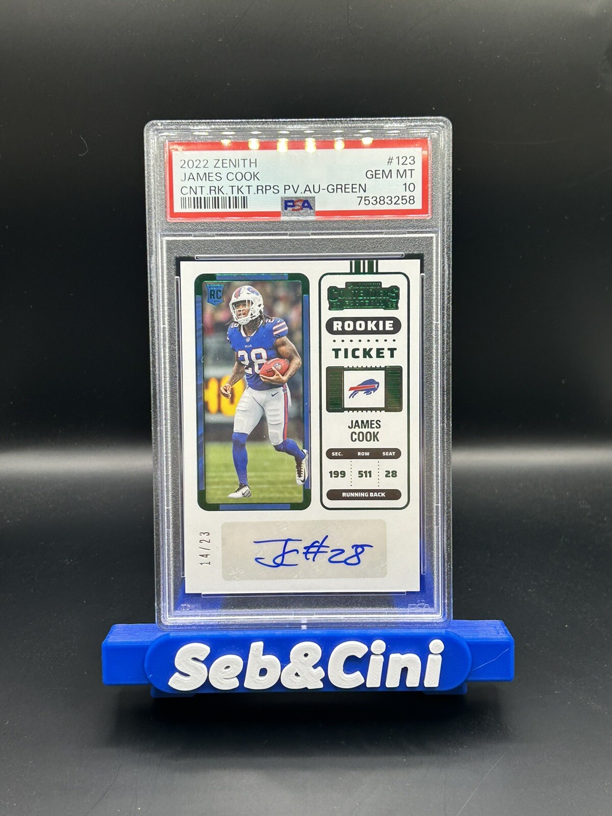 James Cook Panini Zenith Contenders Rookie Ticket Rps Preview Autograph #123 Green