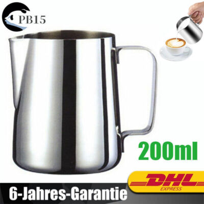 Milchkännchen Milk Pitcher 200ml Edelstahl Milch Aufschäumen für Cappuccino DE
