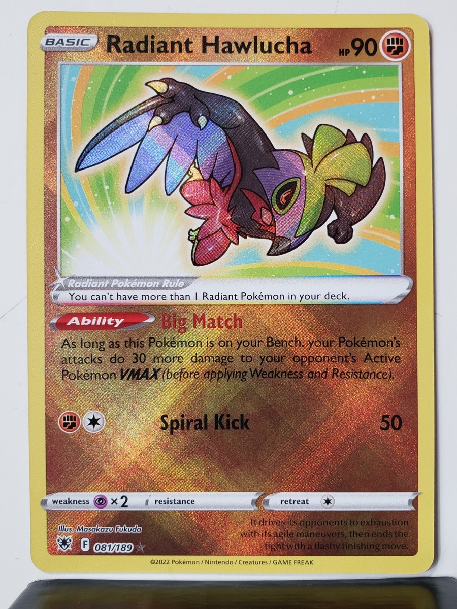 radiant hawlucha pokemon card Ability Big Match As long as this Pokmon is on your Bench Radiant Hawlucha Pokmon TCG Cards