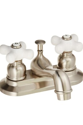 HARDWARE HOUSE 13-6204 Two Handle Bath Faucet with Pop-up Drain Satin Nickel NEW