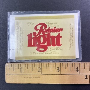 Vintage RAINIER LIGHT Unused Beer Label WALLY CHRISTIE COLLECTION Y12102
