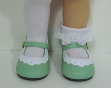 Light Green White 2-Tone Classic Doll Shoes For Chatty Cathy Debs 