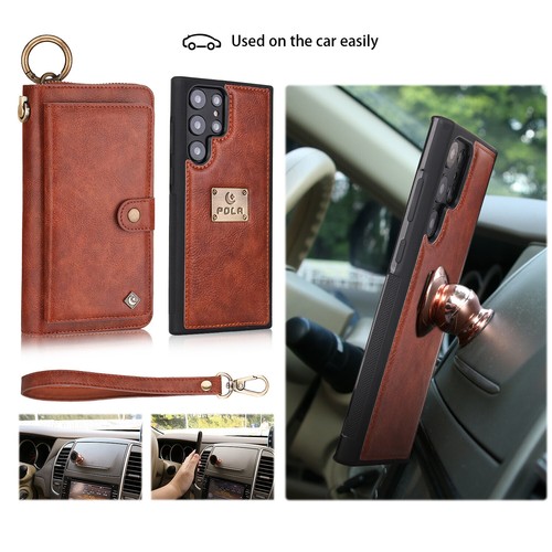 Pour Samsung Galaxy S24 S23 S22 S21 Etui Portefeuille Cuir Magnétique Amovible Fermeture Éclair - Photo 9 sur 46