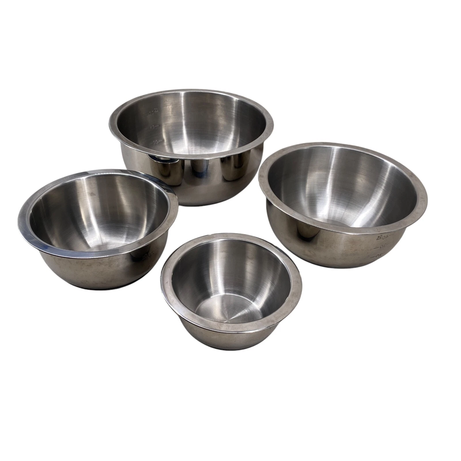 Wolfgang Puck Set of 4 Stainless Steel Nesting Bowls Silicone Nonslip Bottoms