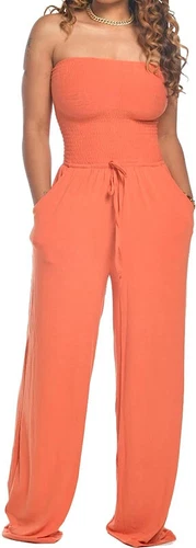 Mono ajustado de color liso con hombros descubiertos, mamelucos de tubo sin tirantes para mujer - Imagen 3 de 23