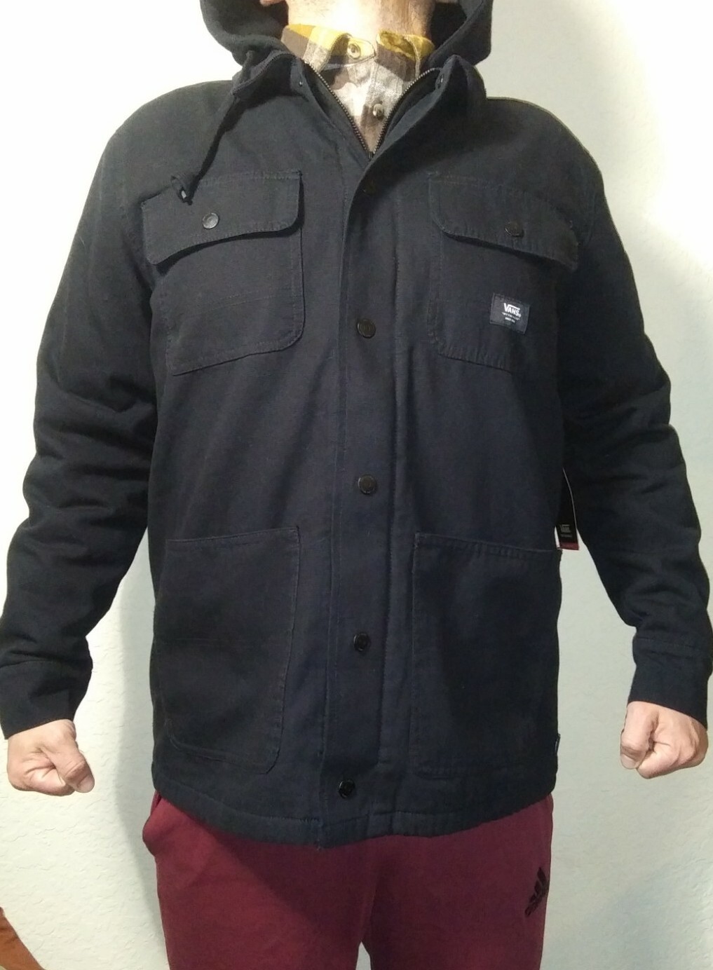 Men's NWT Vans MTE Black Hooded Drill Chore Coat Size M image 9
