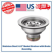 Stainless Steel 3-1/2" Basket Strainer with Drain Assembly