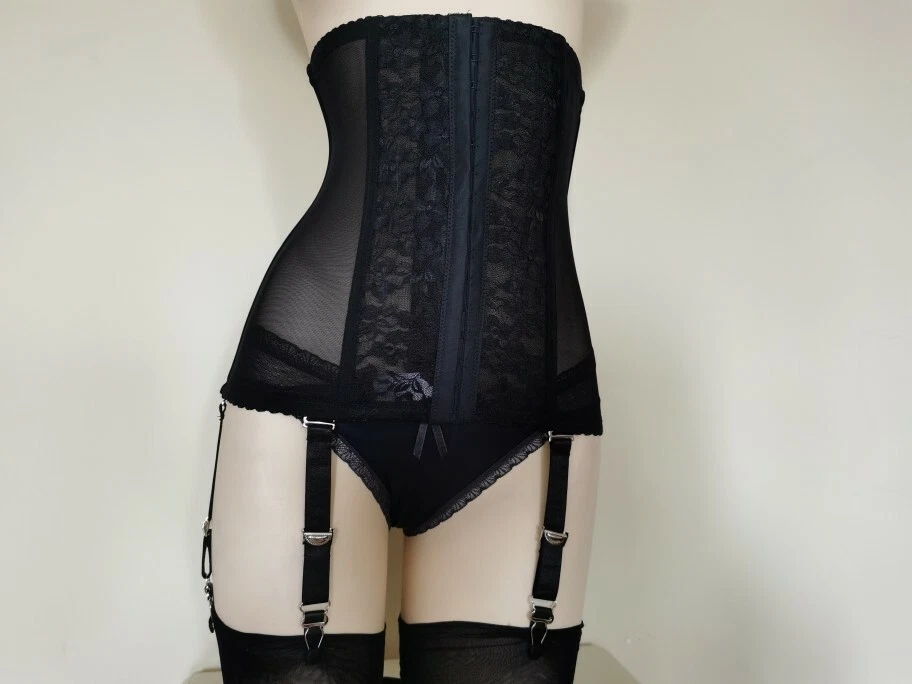 6 Strap Sexy Lingerie Vintage Style Waspie Waist Cincher Suspender