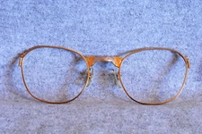 artcraft vintage browline eyeglasses frame gold 46-20 nos