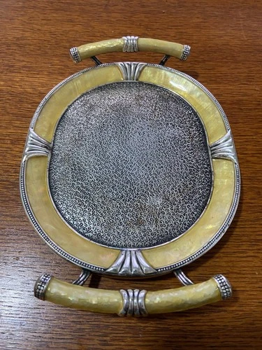 Vintage Lunt Sterling Silver & Enamel Art Nouveau Desk ~ Dresser Tray 8x6