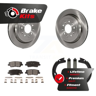 Rear Disc Rotors Semi-Metallic Pads Parking Shoes Kit For 2013-2019 Cadillac ATS