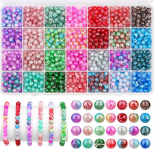 980PCS Glass Beads for Jewelry Making Kit, 6Mm Crystal Pattern Bead Stone Beaded