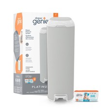 Diaper Genie Platinum Pail Grey Stainless Steel 1 Refill 18 Bags Durable Easy