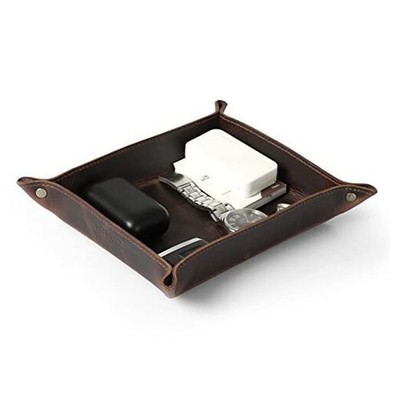 Genuine Leather Tray Organizer - Practical Lightweight Water Resistant Brown