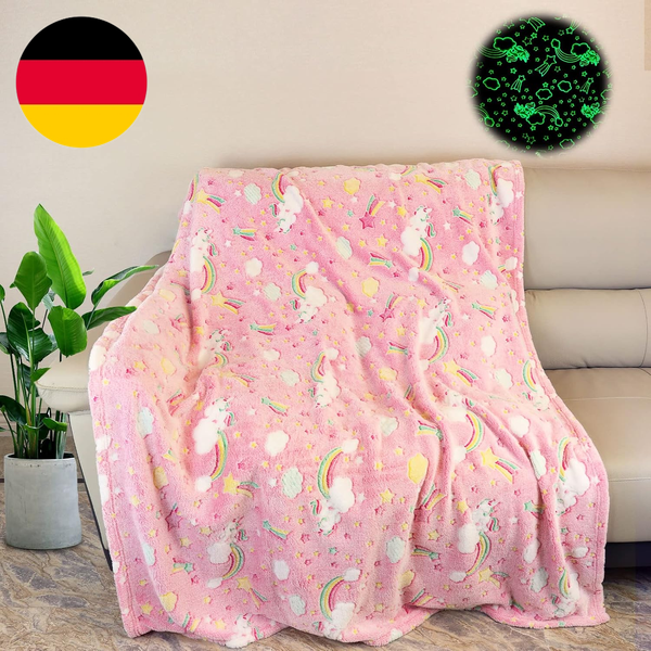 Kuscheldecke Kinder,Einhorn Decke Kuscheldecke Leuchtet Im Dunkeln, Einhorn Gesc-image