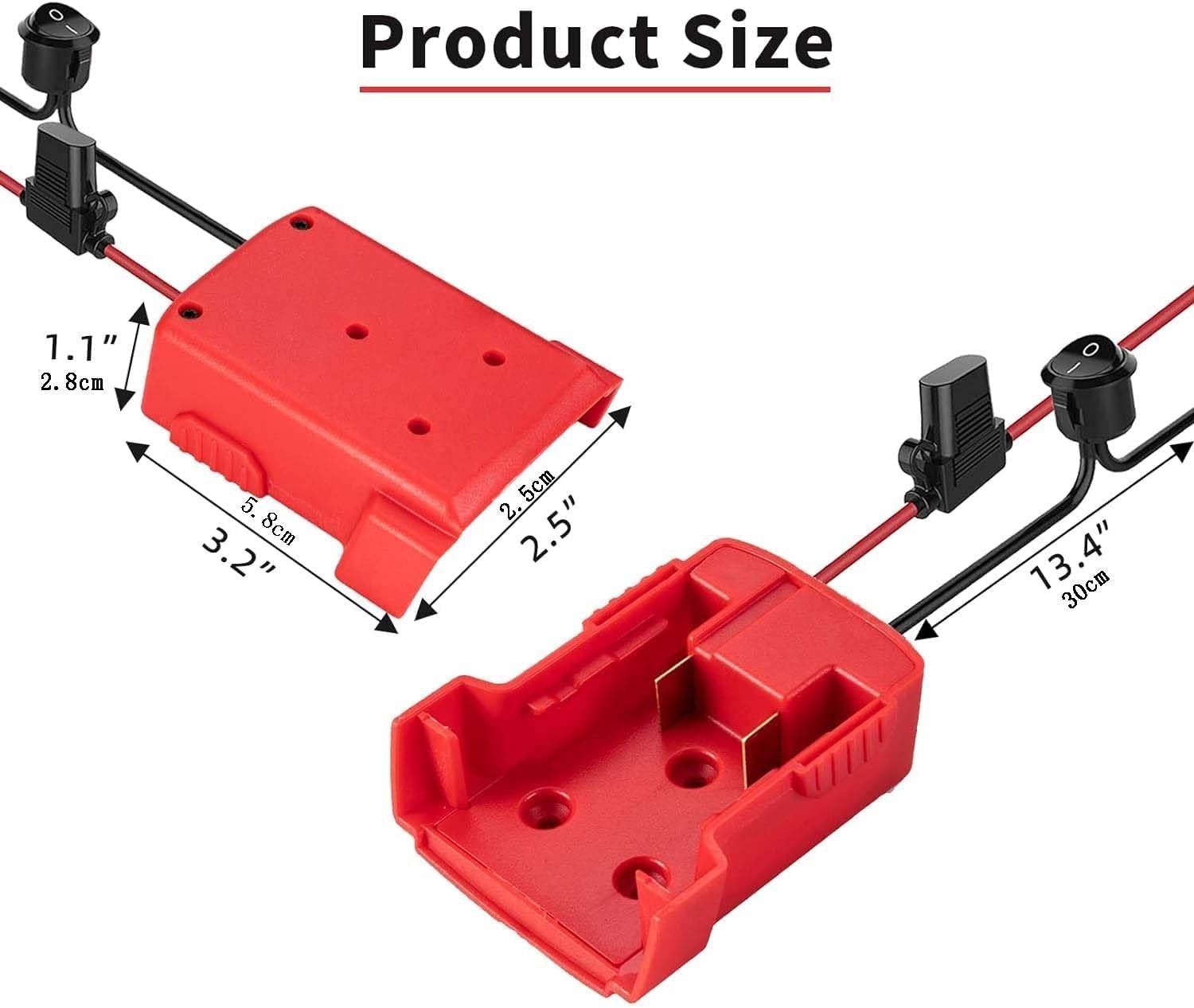 Power Wheel Adapter Set for Milwauke 18V Battery with 14AWG Wire for Robotics...