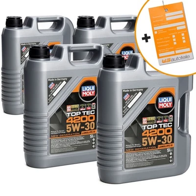 20L LIQUI MOLY 3707 TOP TEC 4200 5W30 Motoröl NEW GEN VW 504.00 507.00 BMW LL-04 - Bild 1 von 3
