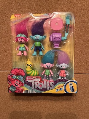 NEW Dreamworks Imaginext Trolls Multipack 7 pcs Backpack Launcher Fisher Price