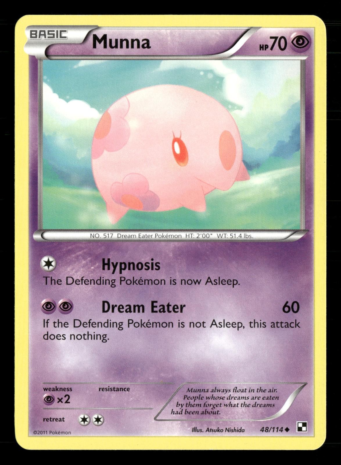 Munna 48/114 Uncommon Black & White Pokemon Lightly Played