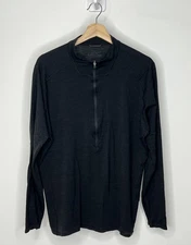 Patagonia 1/2 Zip Lightweight BaseLayer Merino Wool Mens XL Black Long Sleeve