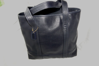 Vintage Coach Black Leather Large Tote Shopper Shoulder Bag 6509
