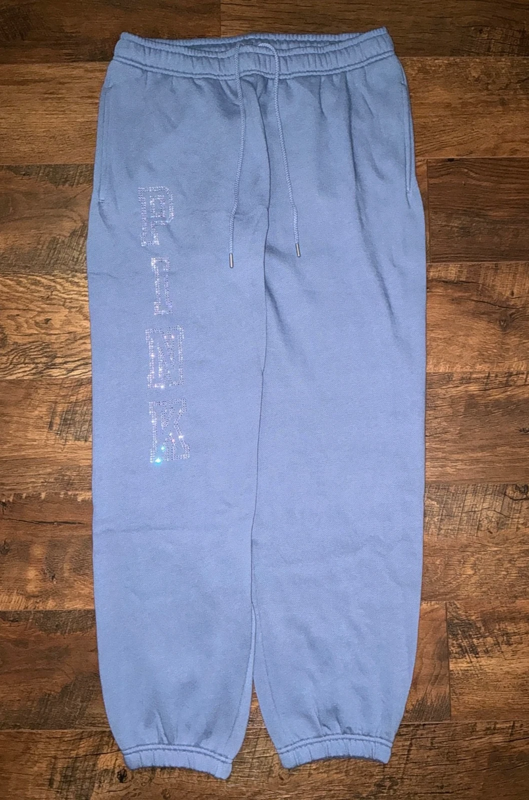 Victoria's Secret Pink Bling Rhinestones Campus Pants Dusty Iris L XL NWT 💙