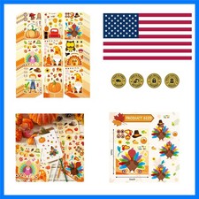 48 Pcs Fall Thanksgiving Make a Face Stickers Sheets for Kids Autumn Turkey...