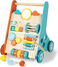 Baby Walker with Wheels, Wooden Push Walker Toys for Babies 6-12 Months, Baby Gi